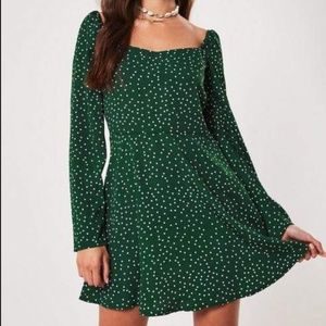 Missguided Polka-Dot Milkmaid Skater Dress